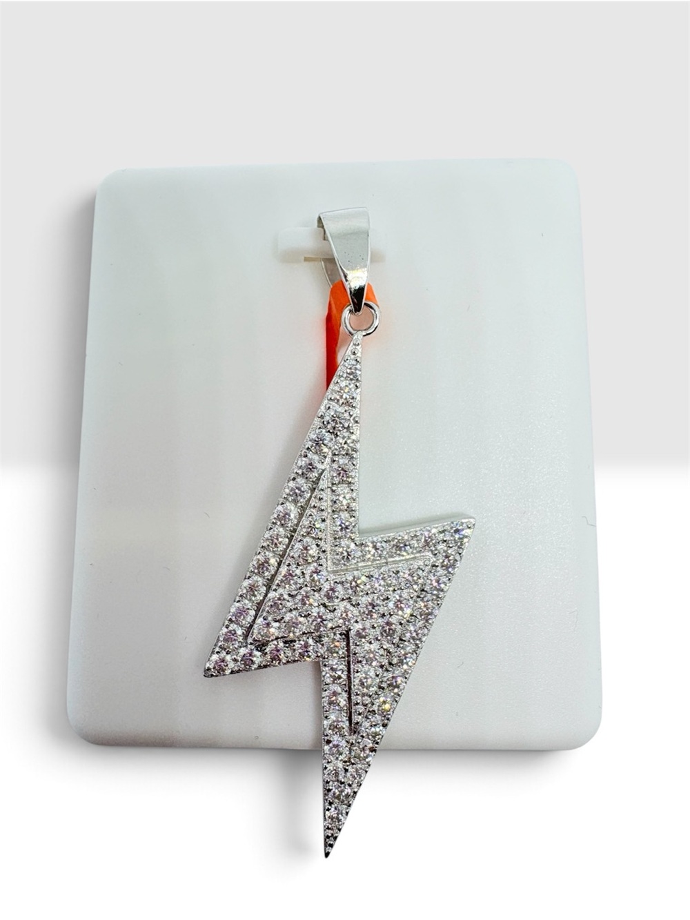 Sterling Silver Moissanite Lightning Bolt Pendant